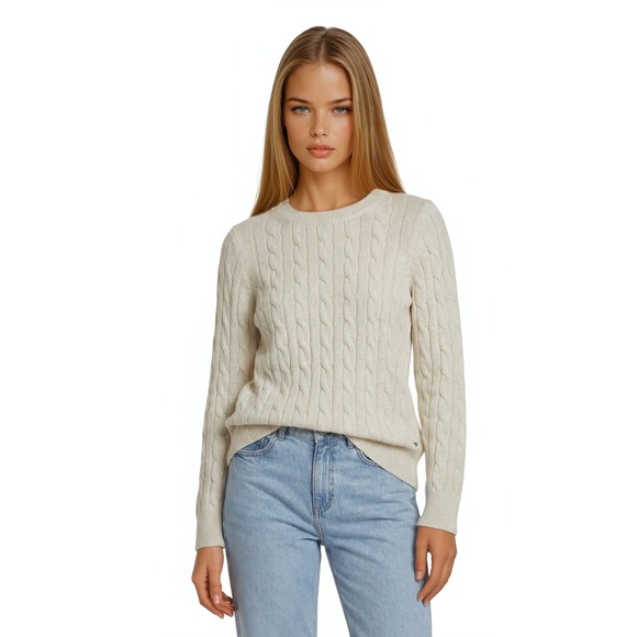 Vineyard Vines Sweaters - Vineyard Vines Sweater Women's Size XS Ivory Cable Knit Metallic Crew Neck